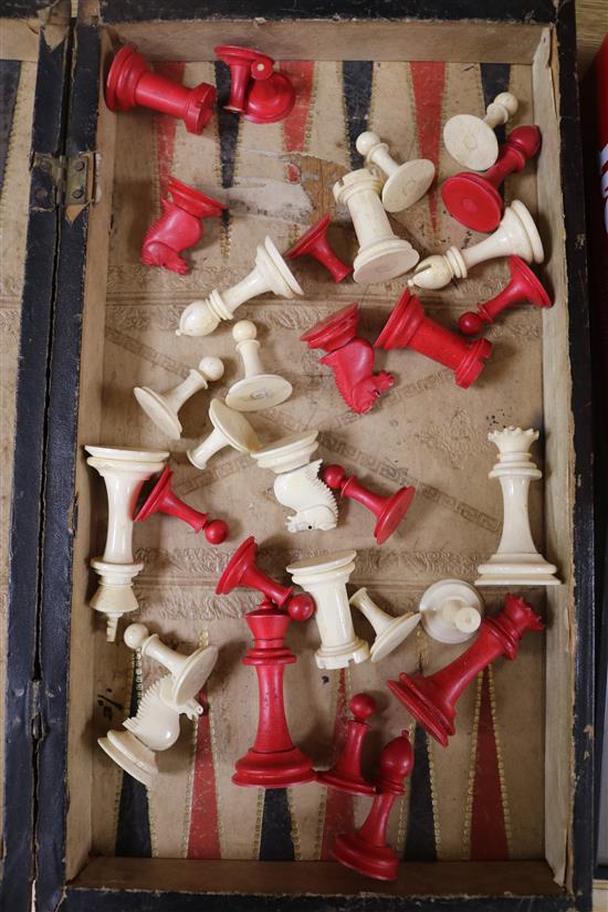A carved ivory chess set, a Brittains Garden Set and a boxed game of Crickette